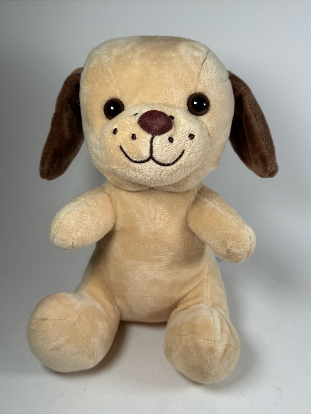 B&B Toymaker Plush Puppy Dog Cream Tan Beige Brown 2021 9" Sitting Stuffed Toy